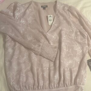 Express Blush Floral Textured Top